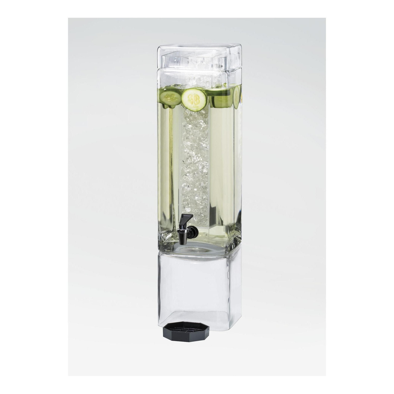Cal-Mil 3 gal Beverage Dispenser with Ice Tube - Acrylic Container, Clear Base - Chicken Pieces