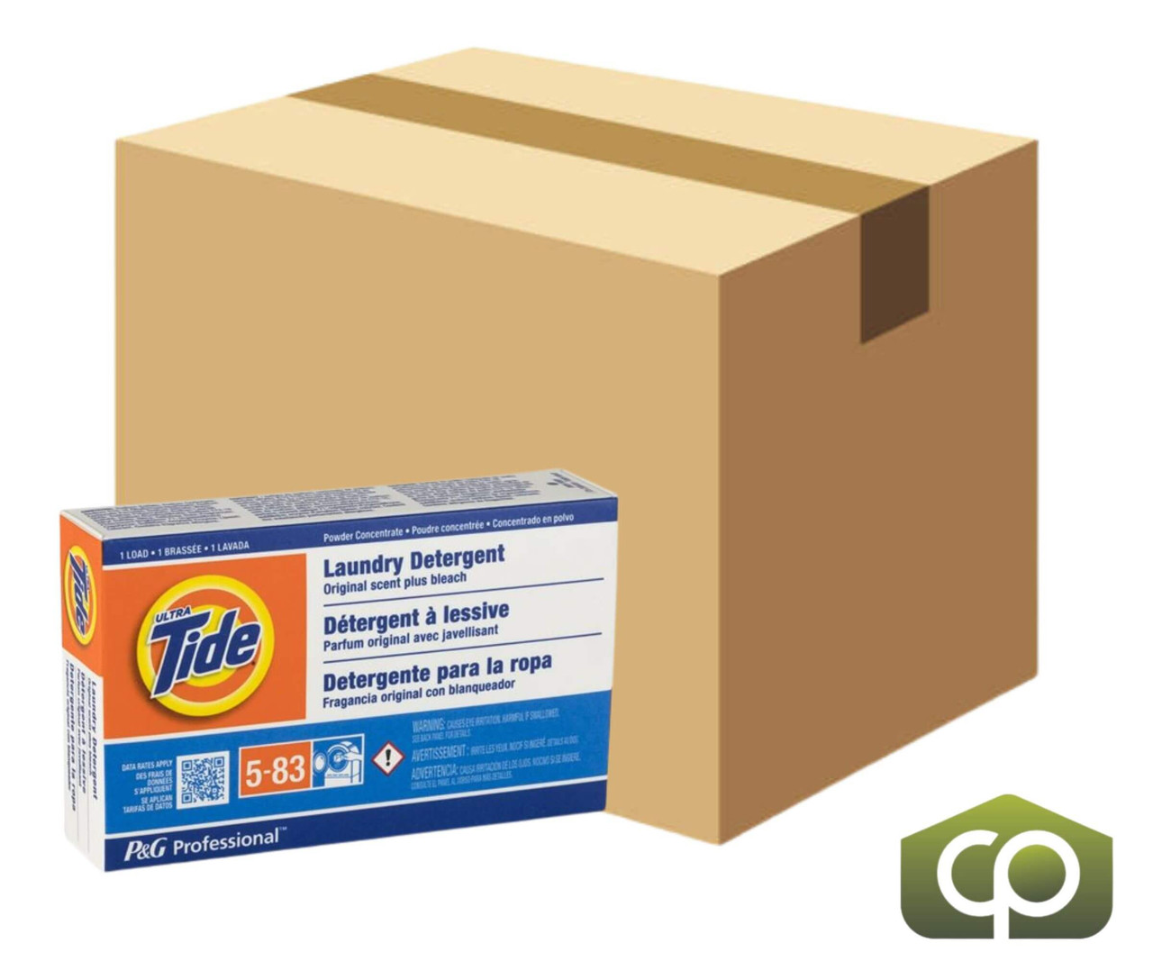 Tide W/Bleach 1.5 oz./Pack Laundry Powder Detergent - 156/Carton - Chicken Pieces
