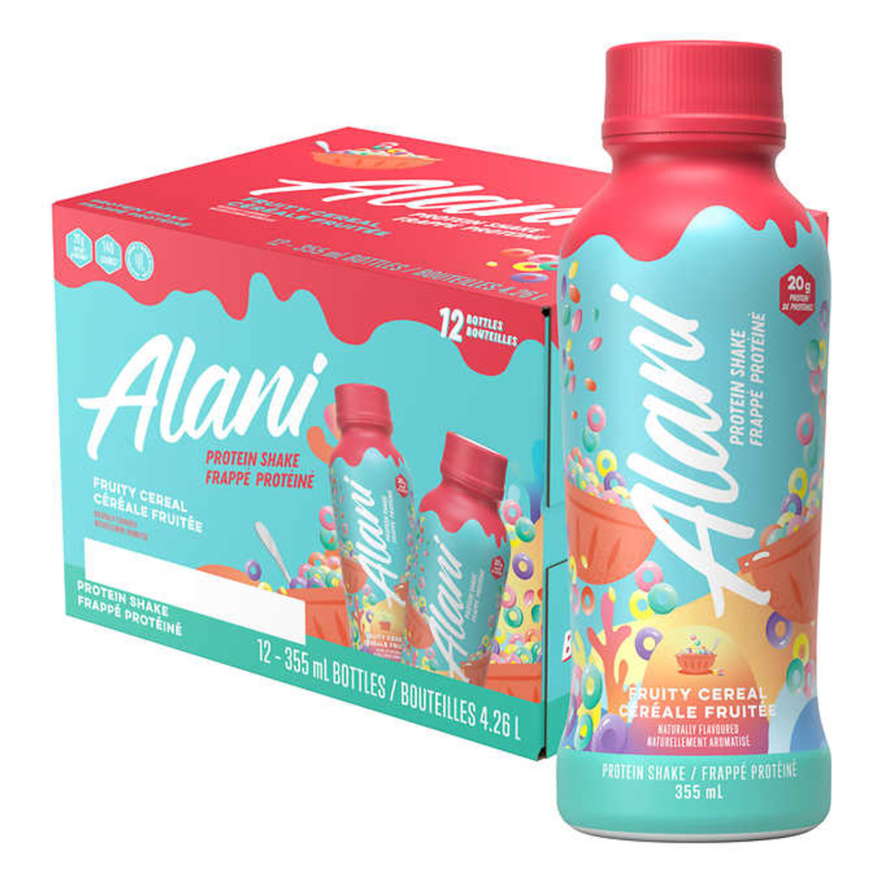 Alani Nu Protein Shake Fruity Cereal 355mL, 12ct - Delicious & Nutrient-Rich - Chicken Pieces