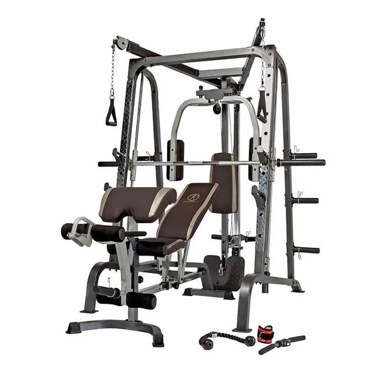 Marcy All-in-One Smith Machine Home Gym System with Pulley System and Adjustable Pads - Chicken Pieces