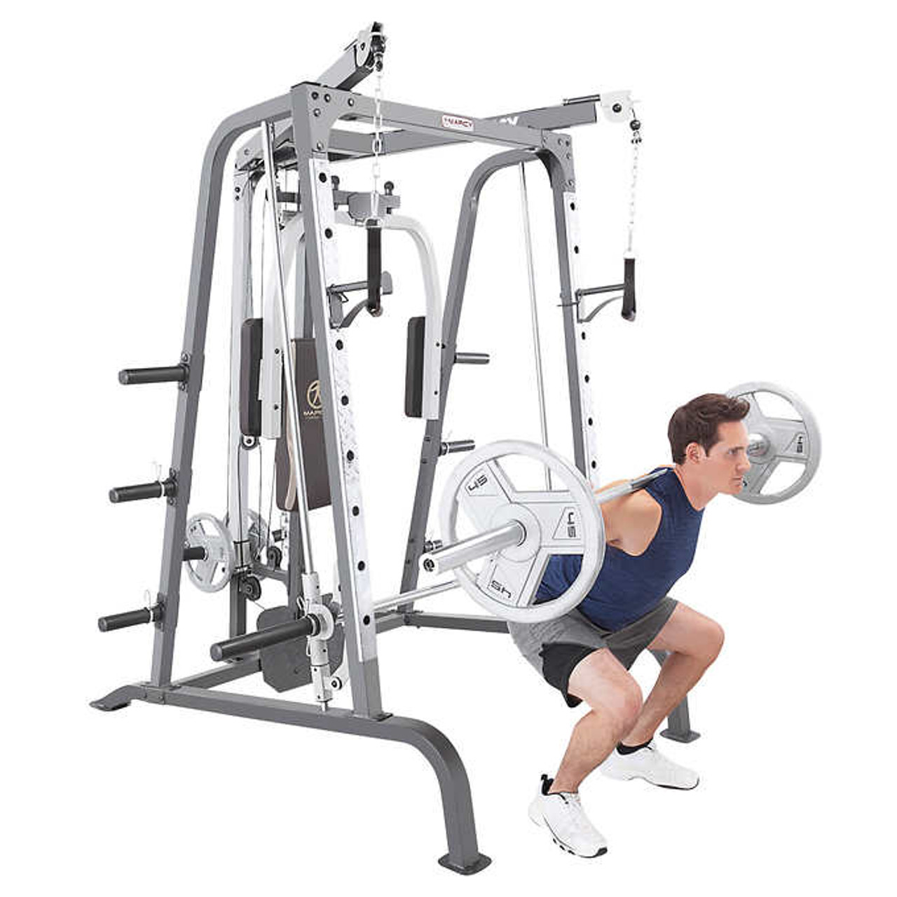 Marcy All-in-One Smith Machine Home Gym System with Pulley System and Adjustable Pads - Chicken Pieces