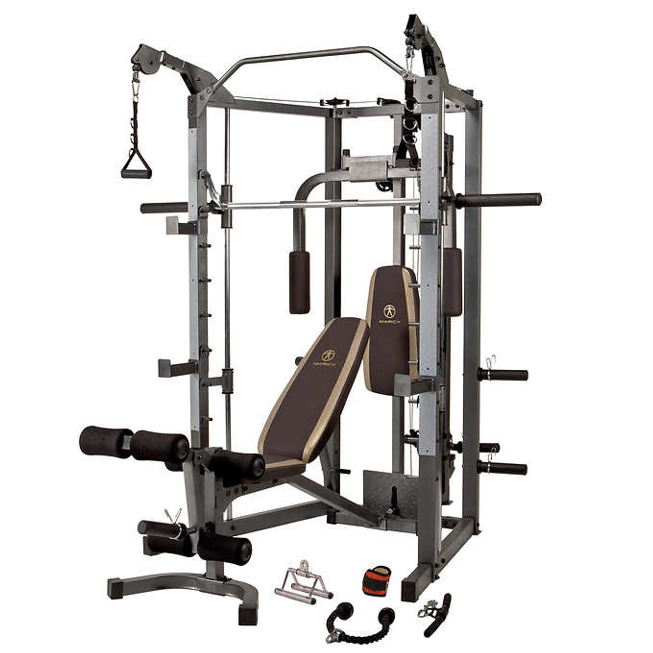 Marcy Combo Smith Cage Machine with Workout Bench and Weight Bar - Chicken Pieces