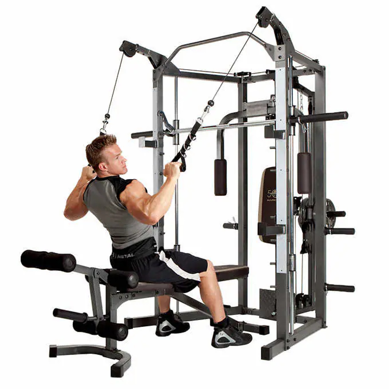 Marcy Combo Smith Cage Machine with Workout Bench and Weight Bar - Chicken Pieces