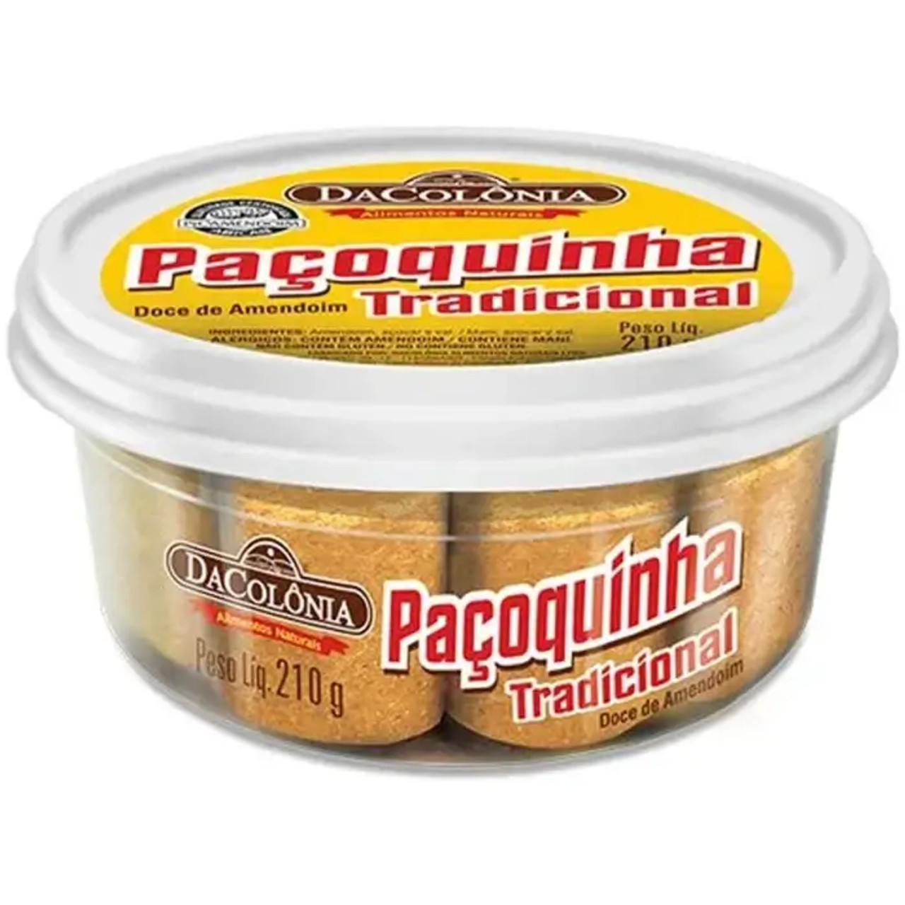 Pacoquinha Rolha DA COLONIA / Traditional Peanut Snack Pote (20/Case) 210g - Chicken Pieces