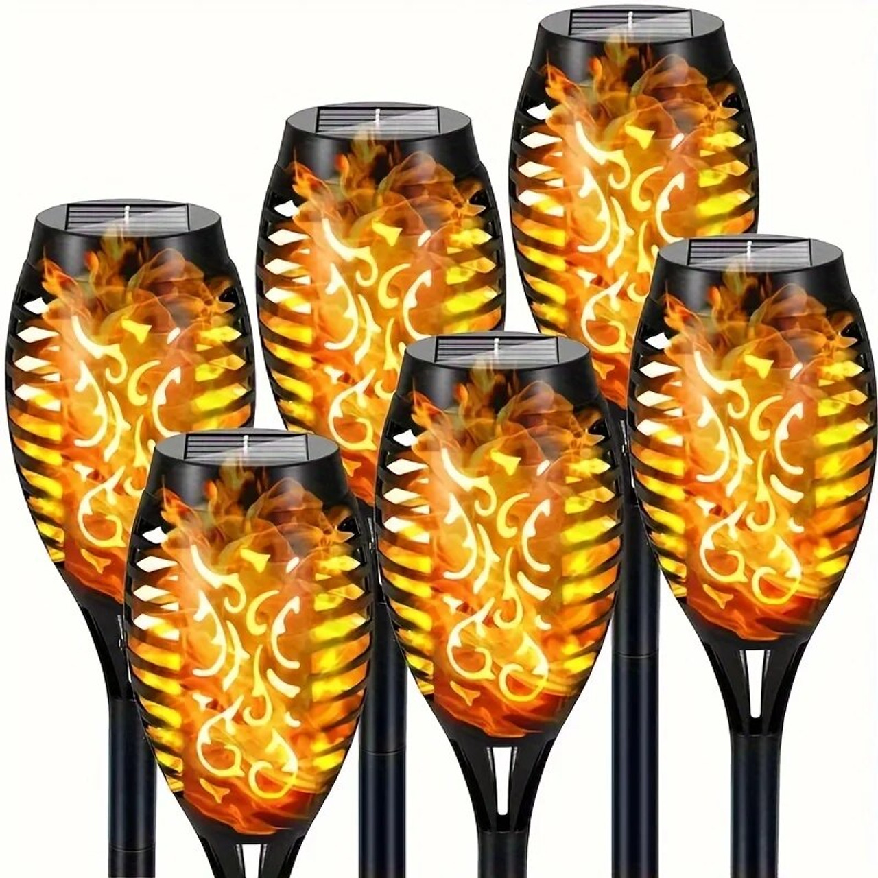 Solar Flame Torch Lights for Garden Decor, 6 Pack Solar Lights Outdoor, Garden Lights Solar Powered Waterproof, LED Torches for Outside Decor, Luces Solares Outdoor Decorations for Patio Garden Art