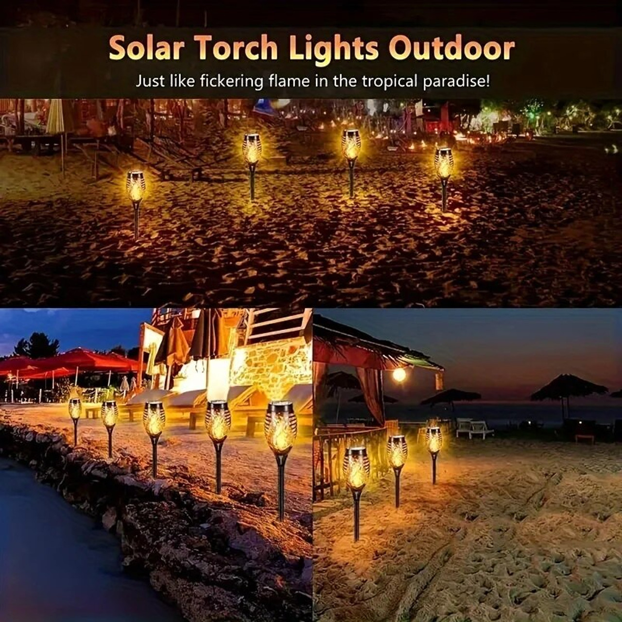 Solar Flame Torch Lights for Garden Decor, 6 Pack Solar Lights Outdoor, Garden Lights Solar Powered Waterproof, LED Torches for Outside Decor, Luces Solares Outdoor Decorations for Patio Garden Art