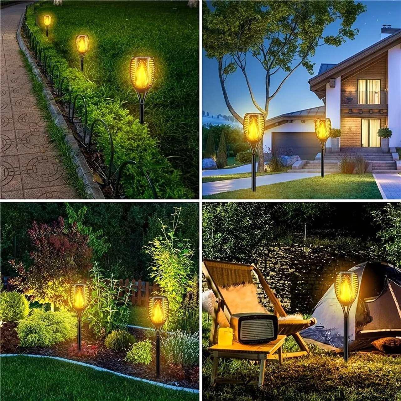 Solar Flame Torch Lights for Garden Decor, 6 Pack Solar Lights Outdoor, Garden Lights Solar Powered Waterproof, LED Torches for Outside Decor, Luces Solares Outdoor Decorations for Patio Garden Art