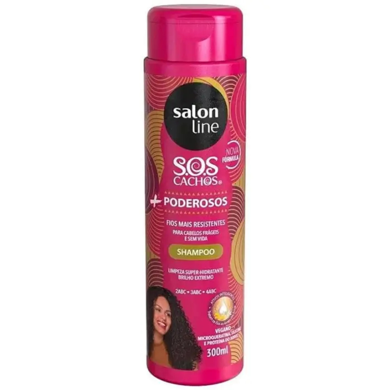 Salon Line SOS Cachos Shampoo + Poderosos (6/Case) 300ml - Intensive Cleanser - Chicken Pieces