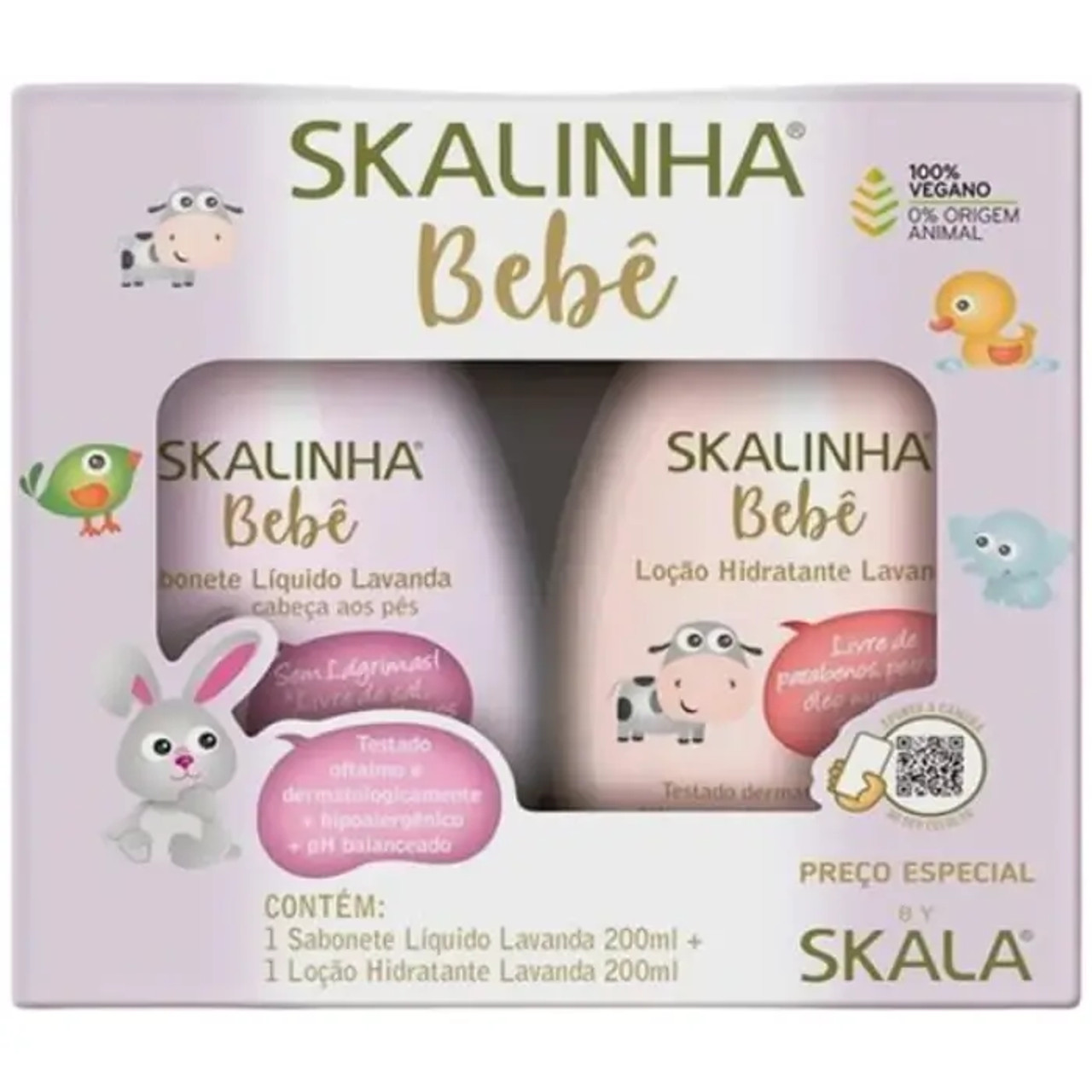 Skalinha Lavender Baby Liquid Soap + Moisturizer Kit (6/Case) for Baby's Skin - Chicken Pieces