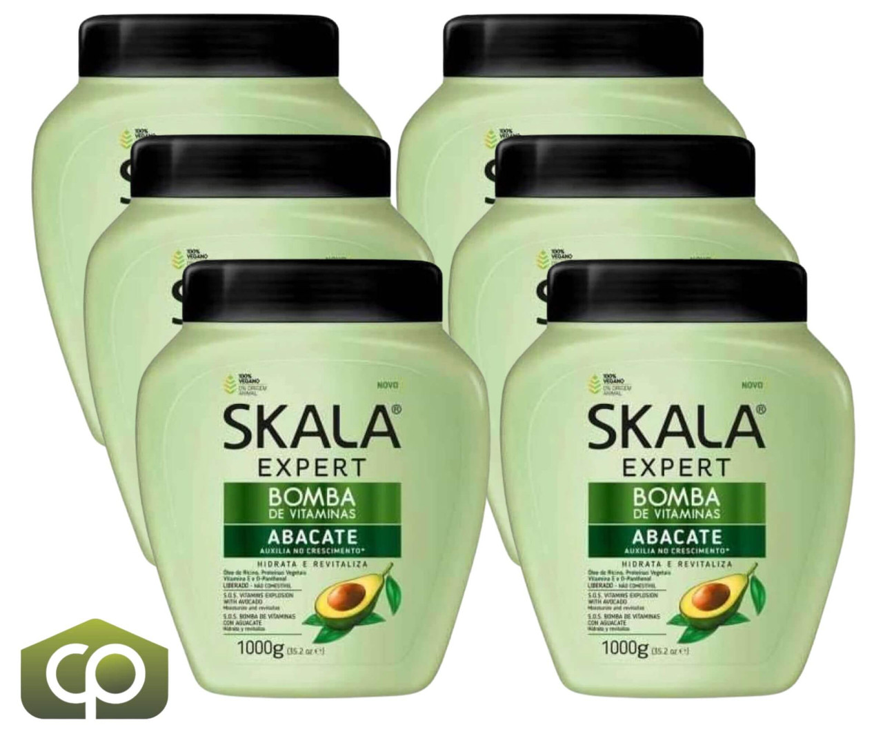 SKALA Bomba de Abacate Hair Cream 6-Case - 1000g Jars for Stronger Hair - Chicken Pieces