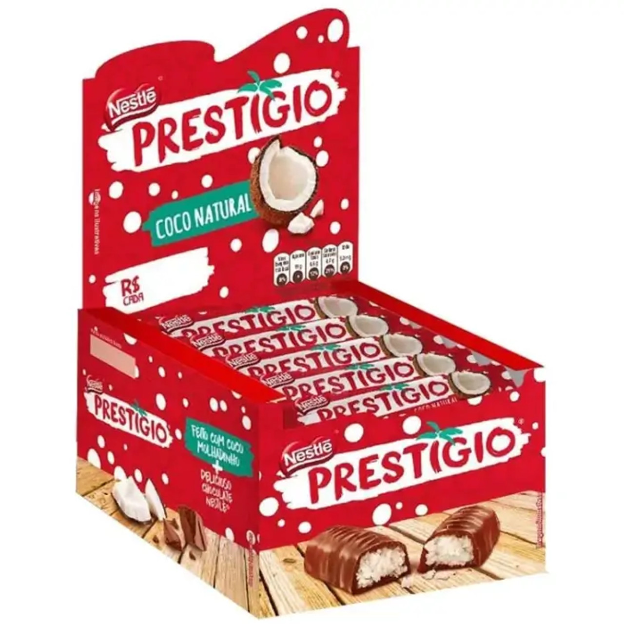 NESTLE Prestigio Coconut Chocolate Bar 30-CASE - 33g - Coconut Bliss in Every Bite - Chicken Pieces