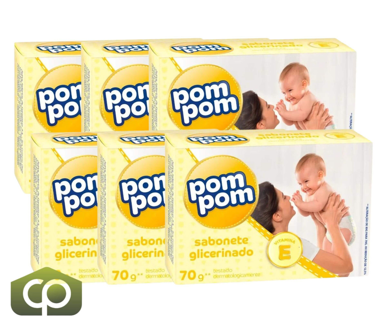POMPOM Glycerine Soap Bar 6 CASE - 12 Bars of 70g Each | Glycerine Soap for Skin - Chicken Pieces