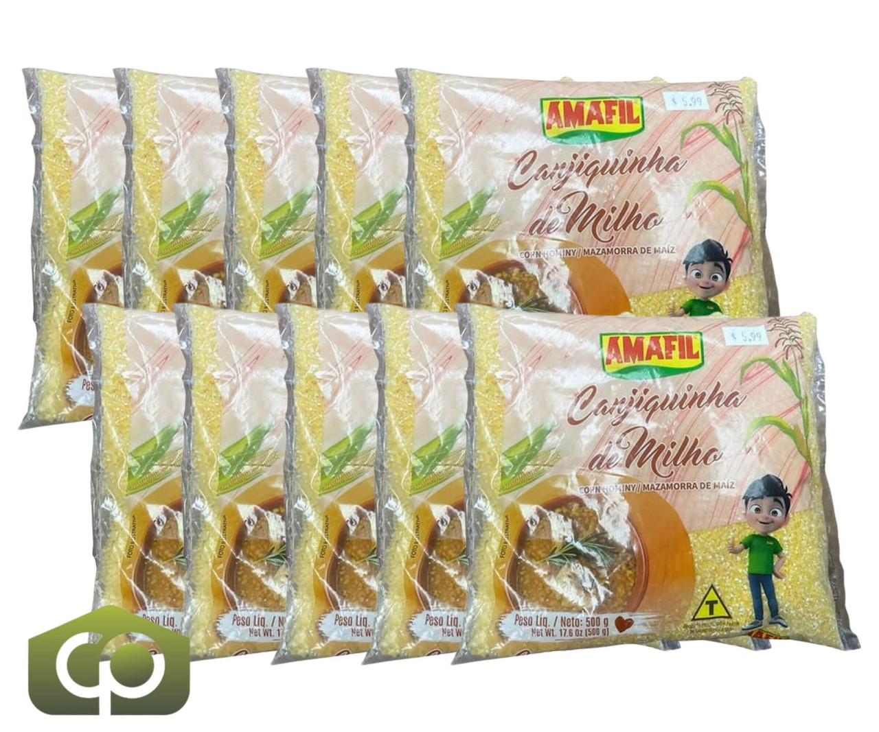 AMAFIL Corn Canjiquinha 10-CASE - 500g Each | Traditional Brazilian Corn Grits - Chicken Pieces