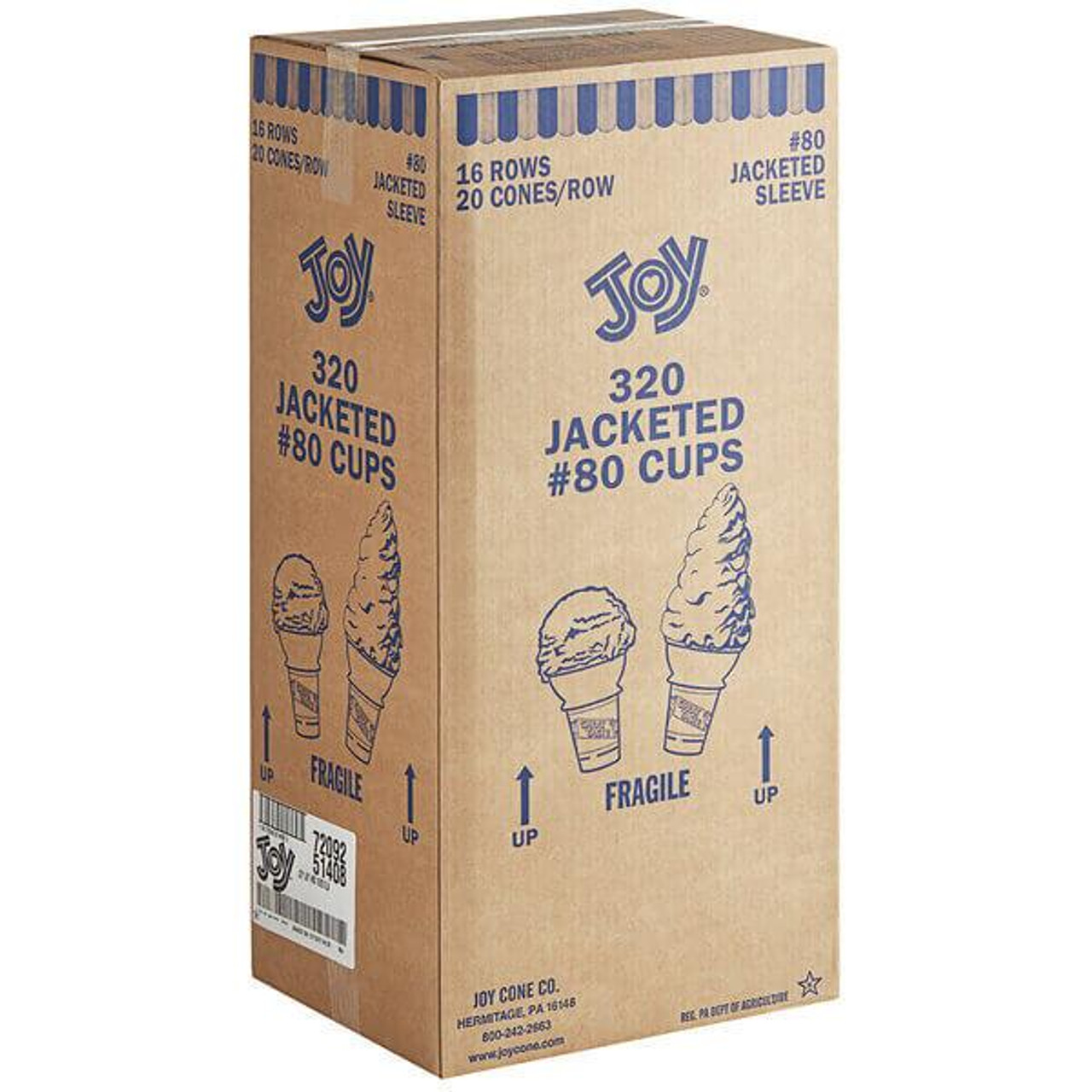  JOY #80 Flat Bottom Jacketed Cake Cone - 320/Case (24 cases/PALLET)- TOTAL 25344 CONES 