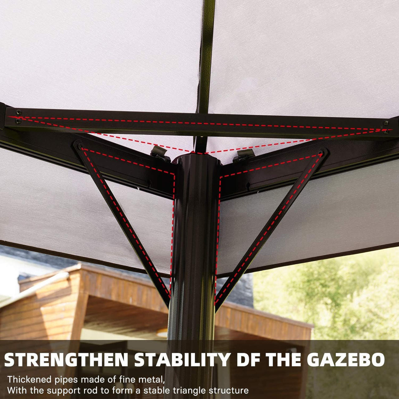 Chicken Pieces Grand Patio 10x13 Feet 2-tier Patio Gazebo, Outdoor Canopy with Mosquito Netting and Shade Curtains 