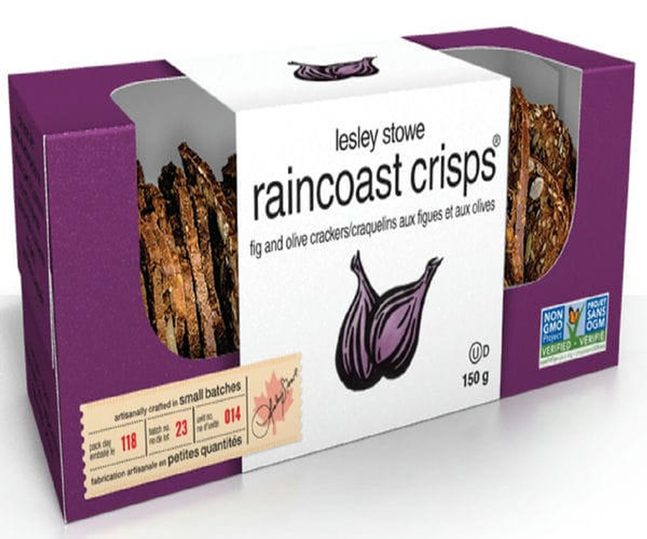 lesley Lesley Stowe Cr Cracker Crisp Fig & Olive Raincoast 150 GR/0.33 LBS Bulk Size (12/Case) 