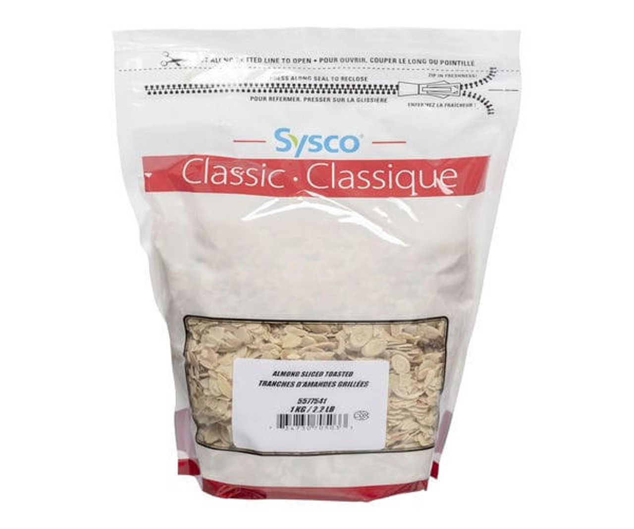  Sysco Classic Almond Blanched Slice Toasted 1 KG/2.2 LBS Bulk size  (3/Case) 