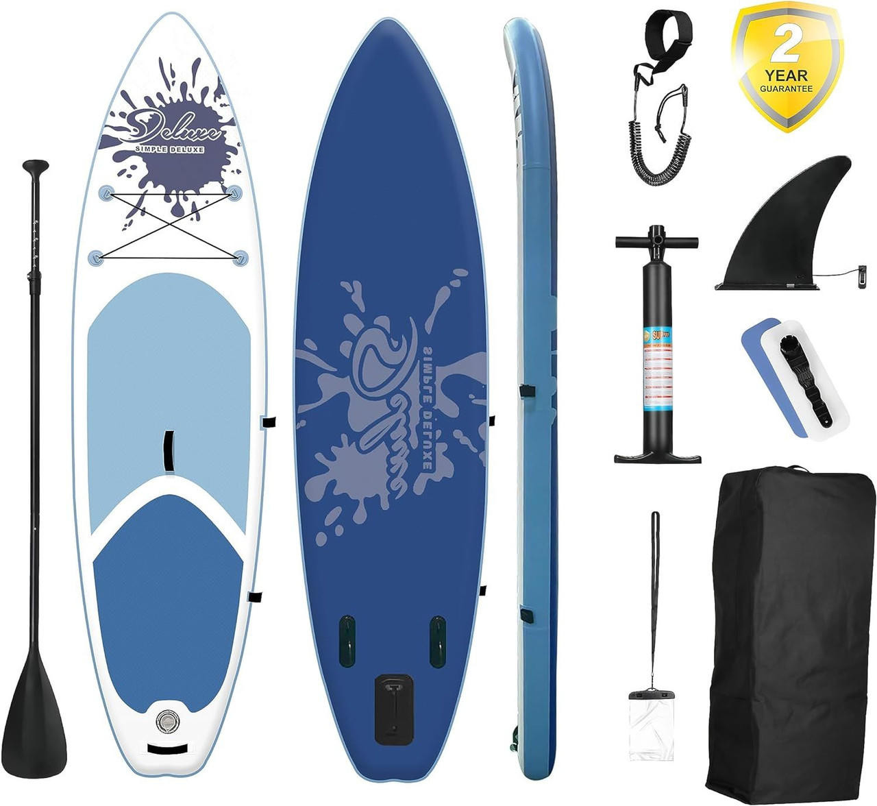 Chicken Pieces Simple Deluxe Inflatable Stand Up Paddle Board - Pink Premium SUP for All Skill Levels - Includes Accessories & Backpack 
