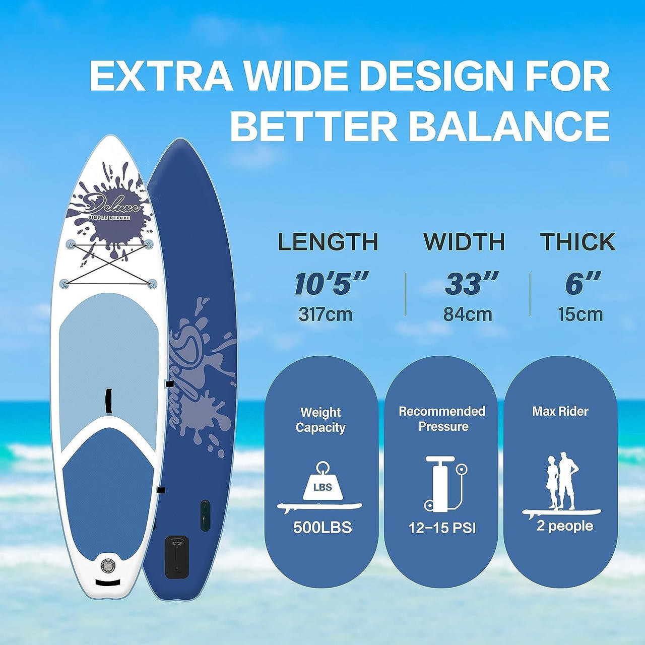 Chicken Pieces Simple Deluxe Inflatable Stand Up Paddle Board - Pink Premium SUP for All Skill Levels - Includes Accessories & Backpack 