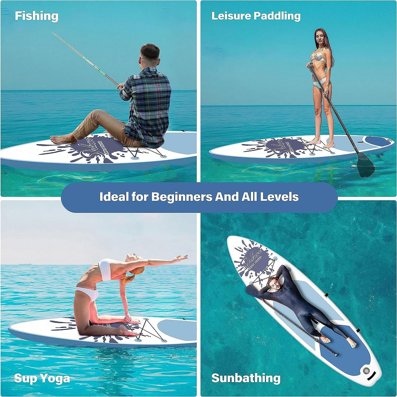 Chicken Pieces Simple Deluxe Inflatable Stand Up Paddle Board - Pink Premium SUP for All Skill Levels - Includes Accessories & Backpack 