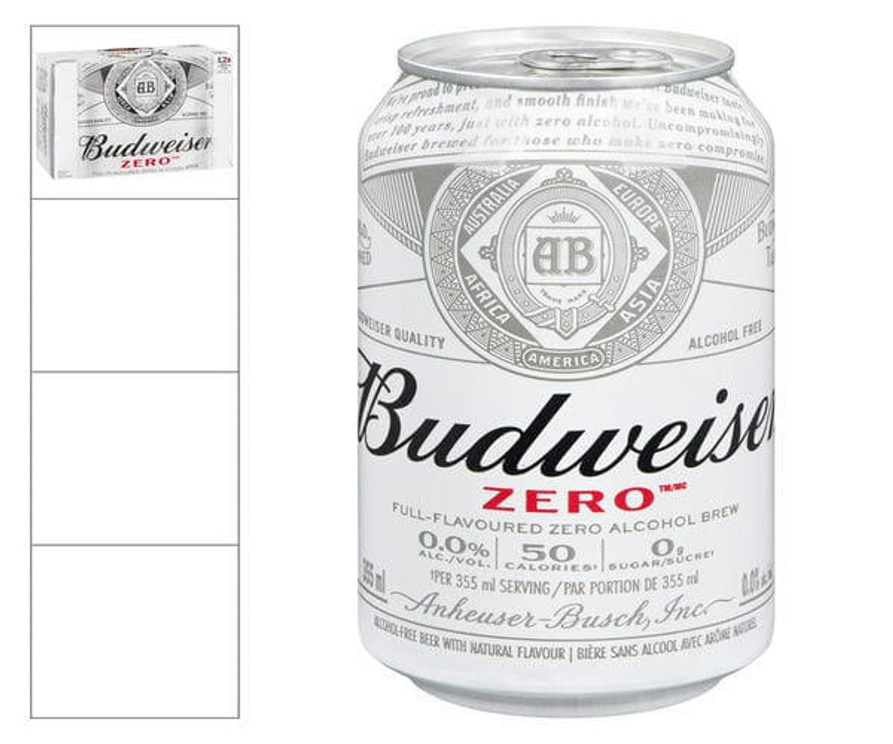 Budweiser Beer Non-Alcoholic Bud Zero 355 ML/12 ounces (12/Case)