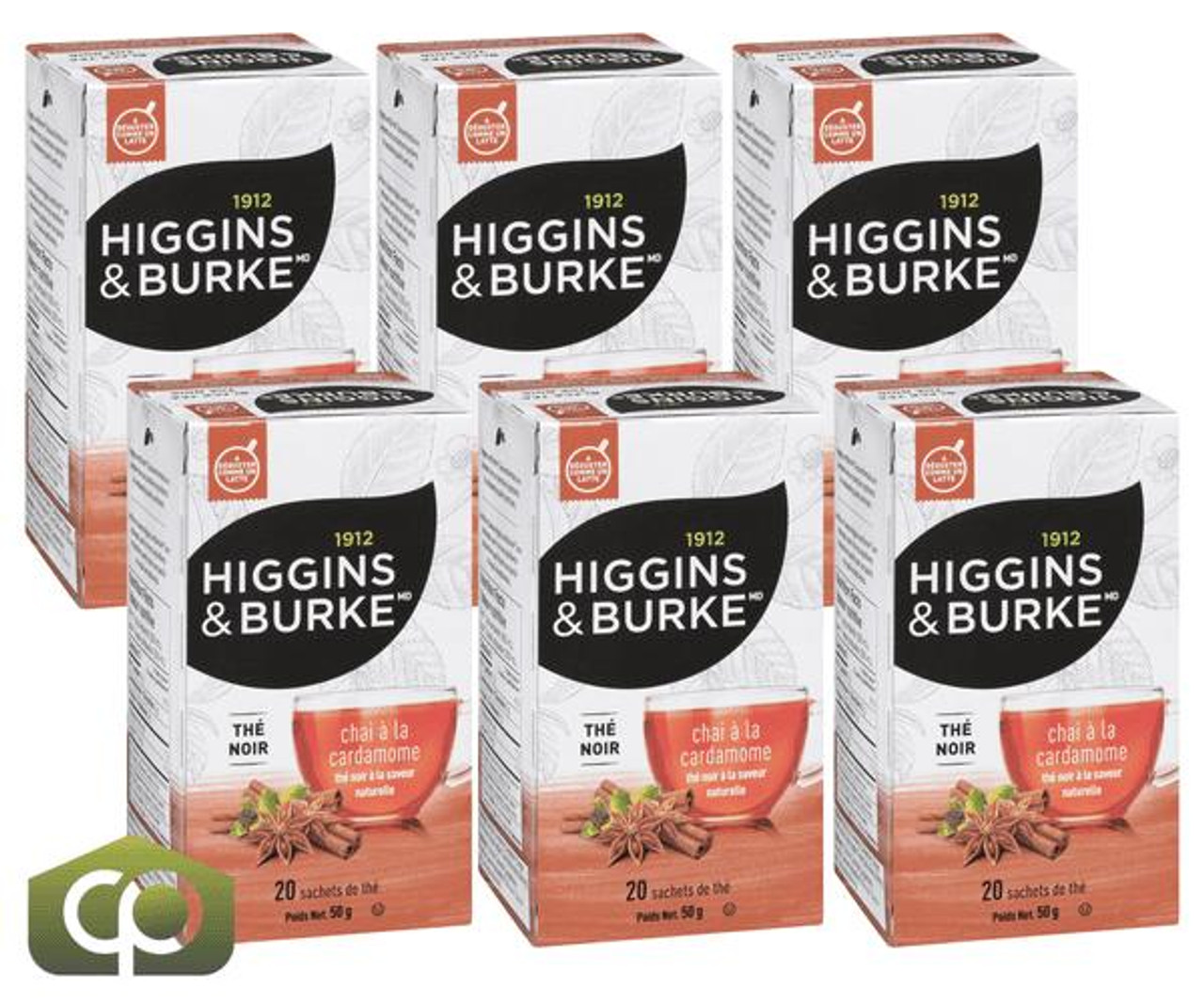 Chicken Pieces Higgins & Burke Chai Tea Bags - 20 Count (Pack of 6) | Naturally Flavored Black Tea 