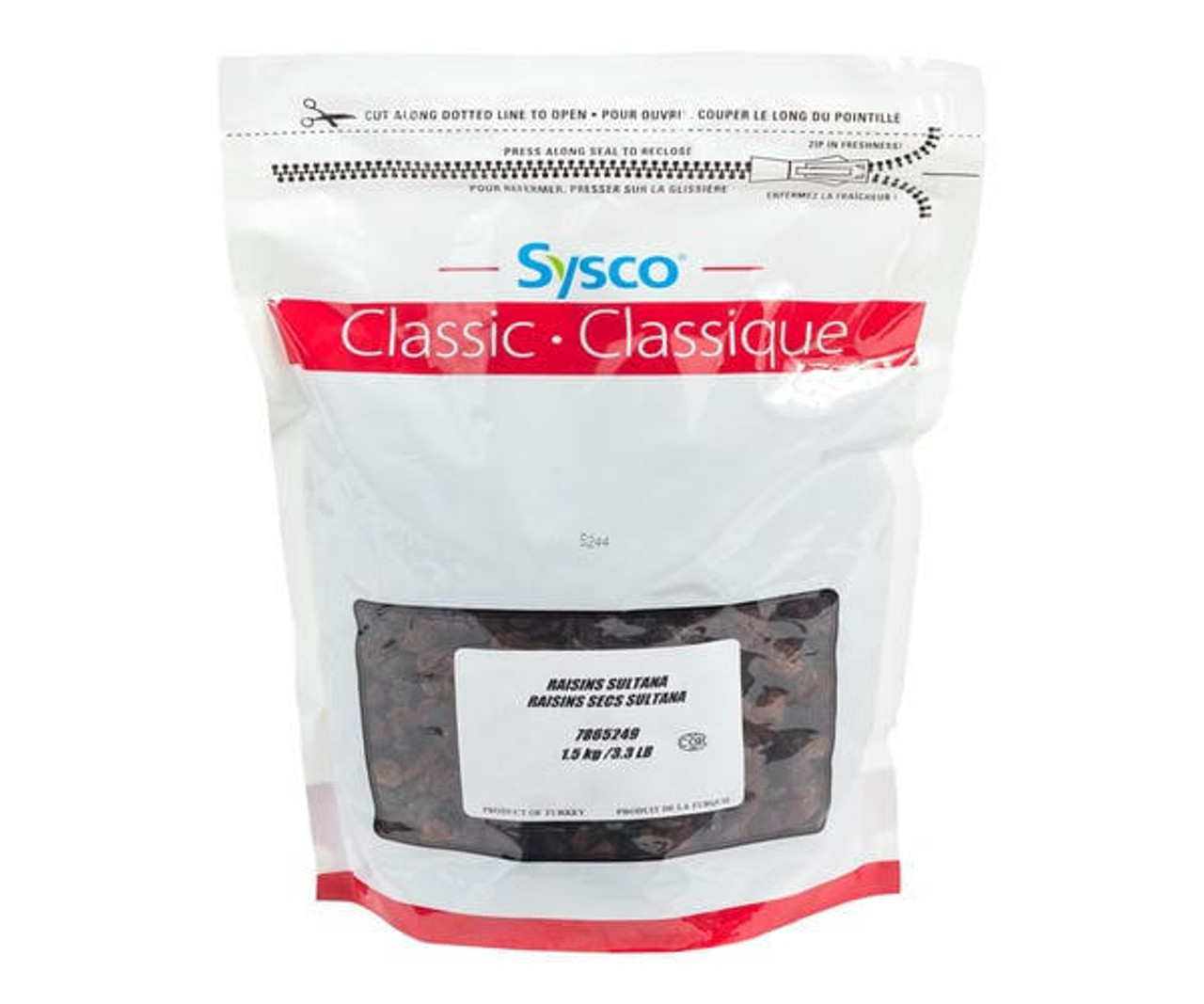 Chicken Pieces Sysco Classic Dried Sultana Raisins 1.5KG/2.2LBS (2/Case) - Golden, Chewy, and Sweet 