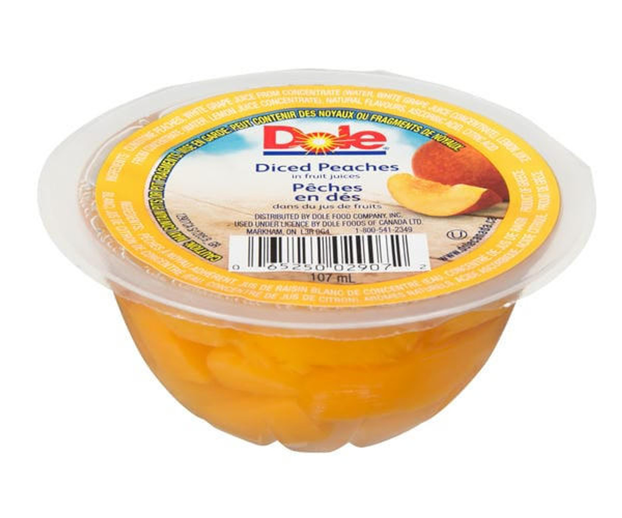  Dole Fruit Cup Peach Diced 107 ML/3.6 oz (36/Case) - Convenient and Healthy Snack Cups 