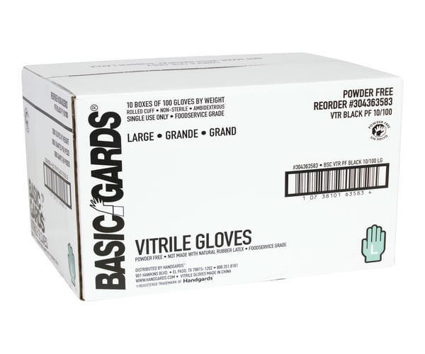 Basicgard Vitrile Foodservice Powder Free Black Large 100 CT