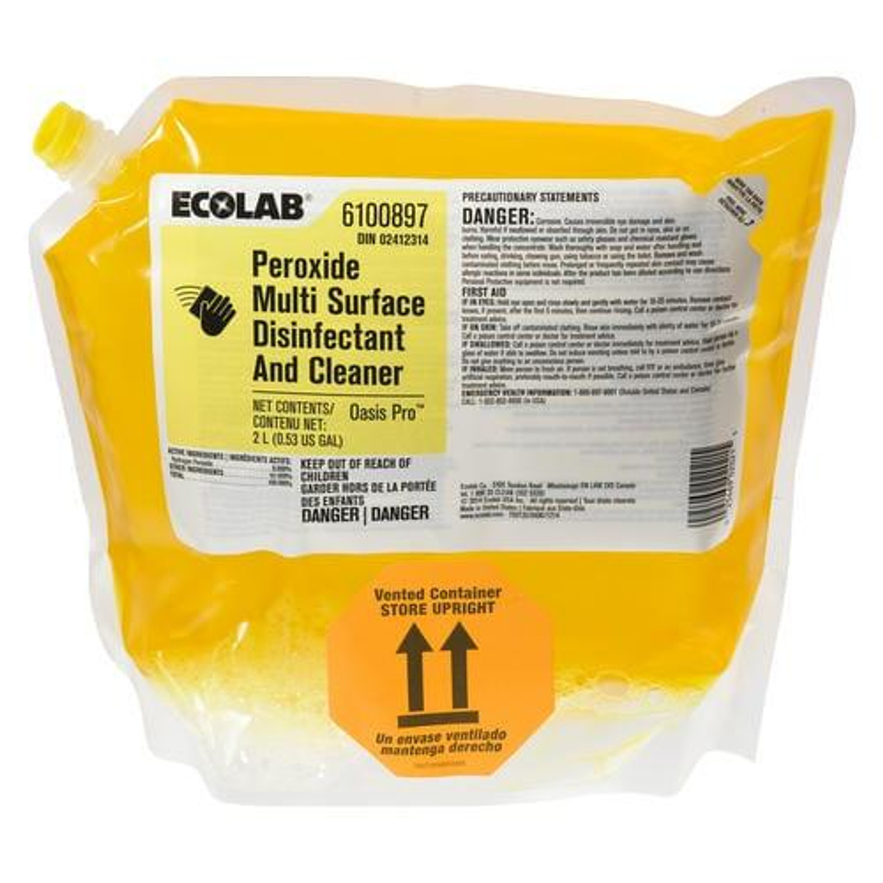 Chicken Pieces Ecolab Cleaner Disinfectant Peroxide Multi Surface 2 L/4.18 LBS (2/Case) 