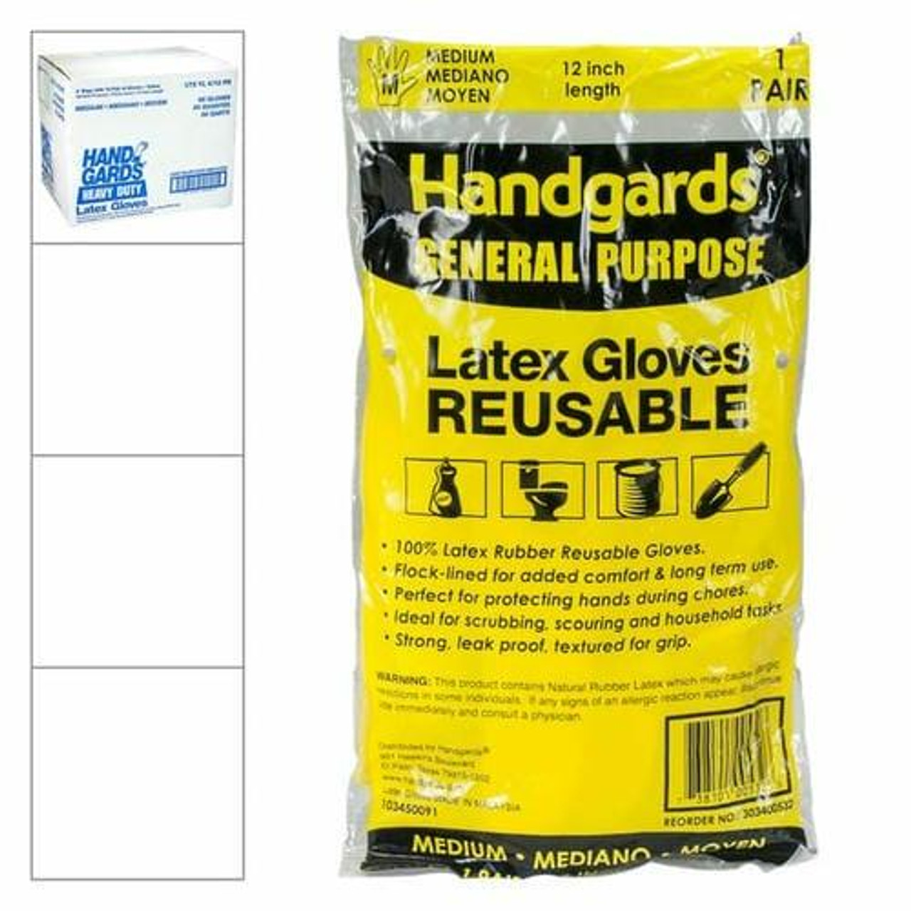 Chicken Pieces Handgard Latex Glove Medium Flock Lined Yellow 12-Pair (4/Case) - Reusable, Textured Grip 