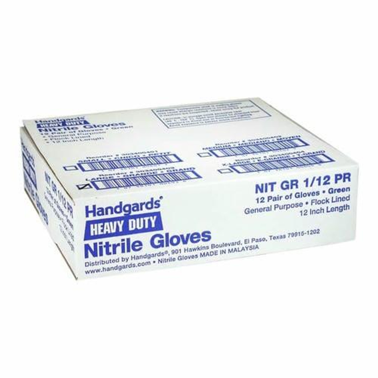 Chicken Pieces Handgard Nitrile Glove Pot & Sink Green Large 12-Pair (4/Case) - Heavy Duty 