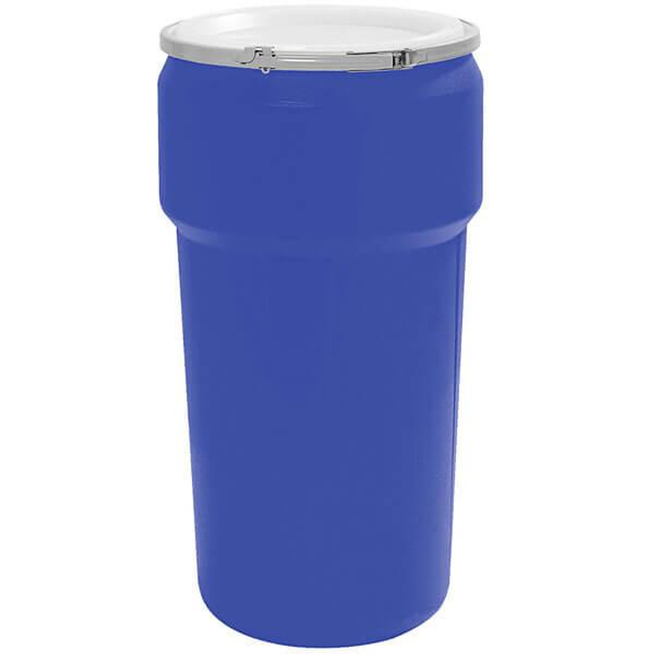 Chicken Pieces Eagle Manufacturing 20 Gallon Blue Plastic Barrel Drum with Metal Lever-Lock 