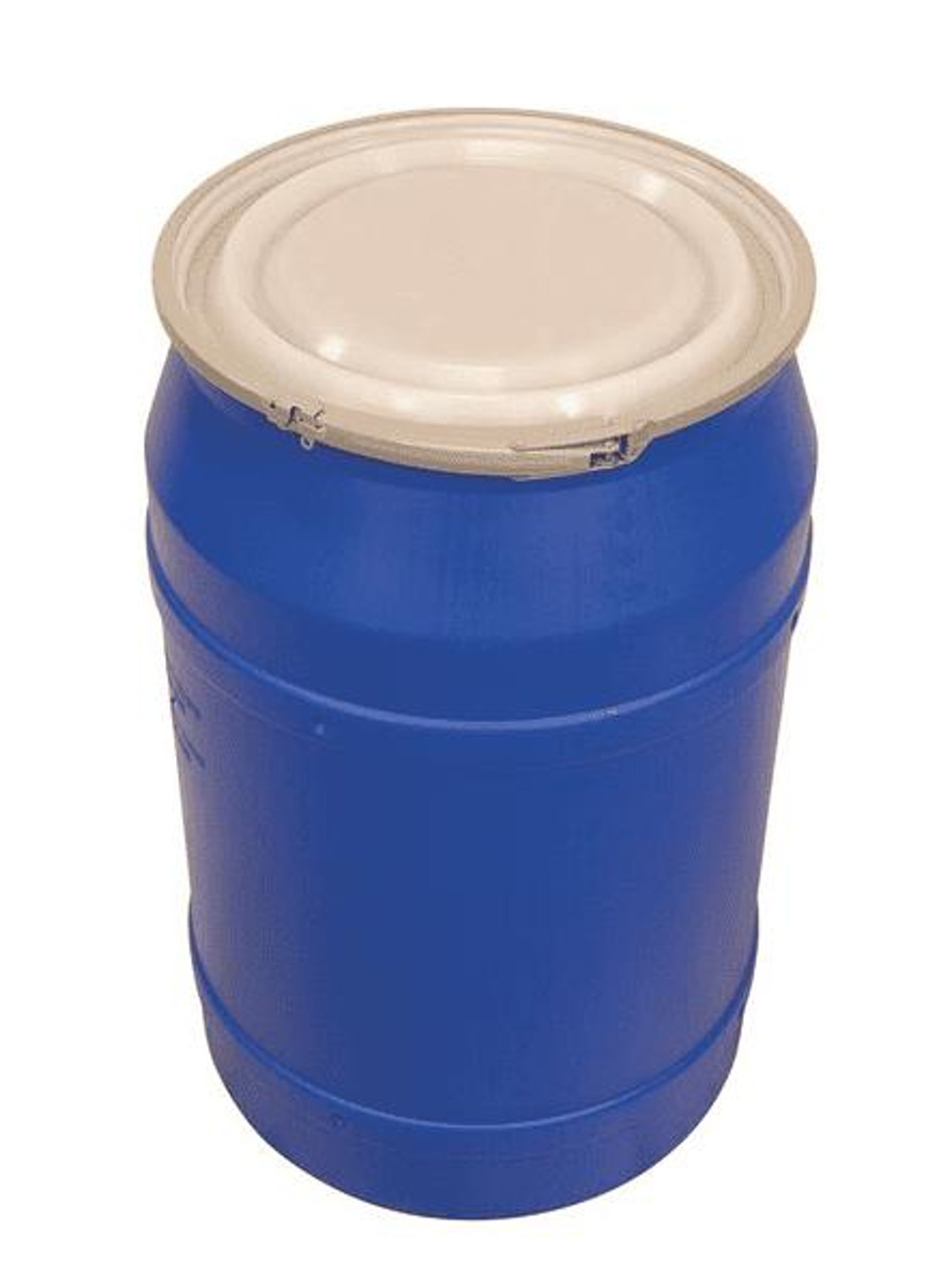 Chicken Pieces Eagle Manufacturing 55 Gallon Blue Straight-Sided Plastic Barrel Drum with Metal Lever-Lock 