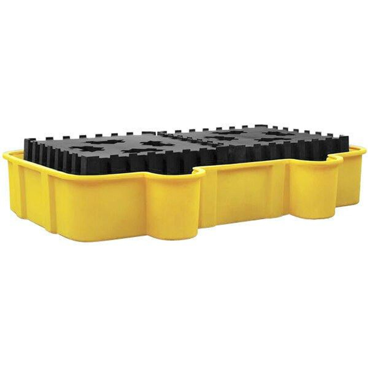 Chicken Pieces Eagle Manufacturing 400 Gallon Yellow Double IBC Containment Unit with Polyethylene Platform and Drain 