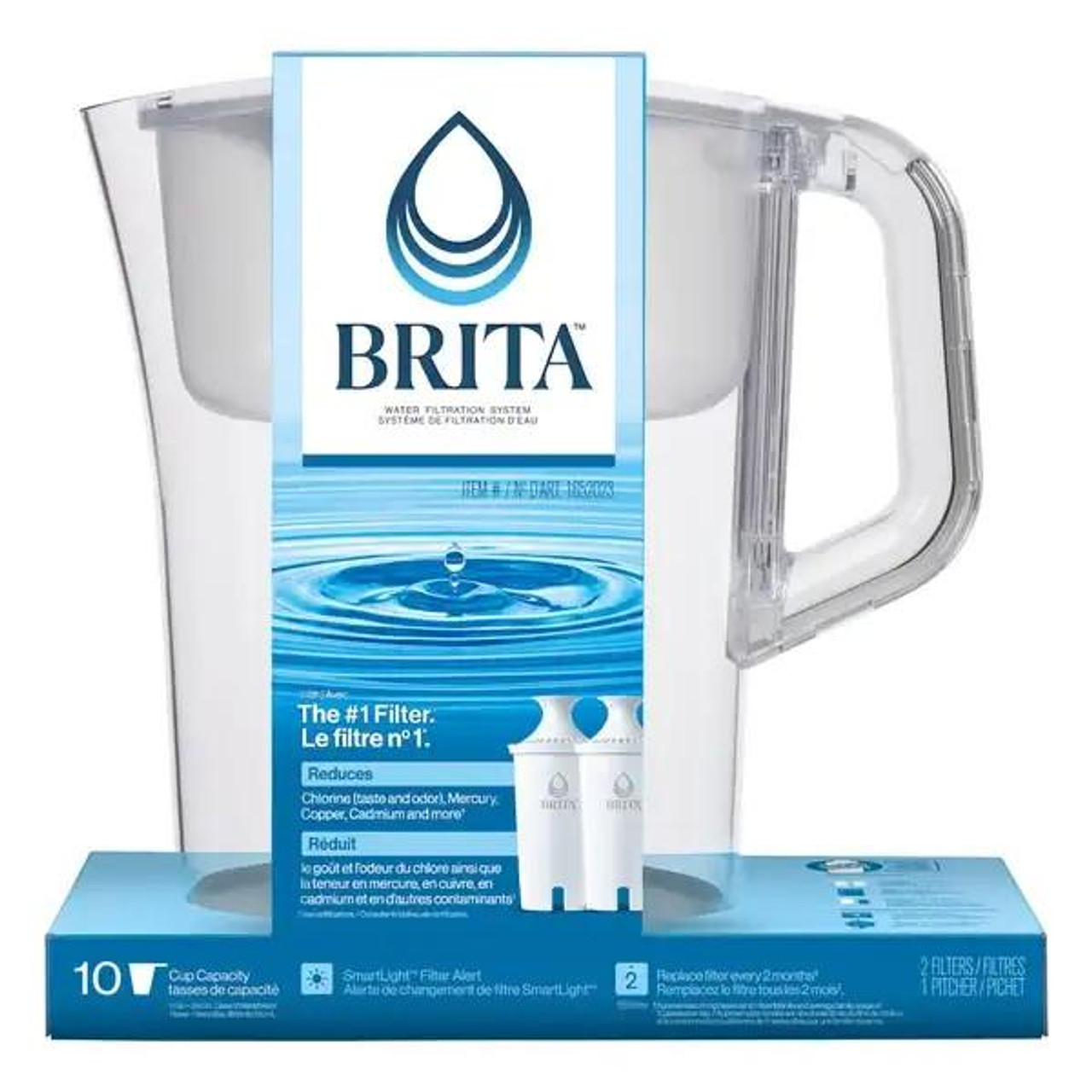 BRITA Brita Champlain 2.4 L (10-cup) Pitcher with 2 Filters 36.64oz/2.29 LBS 