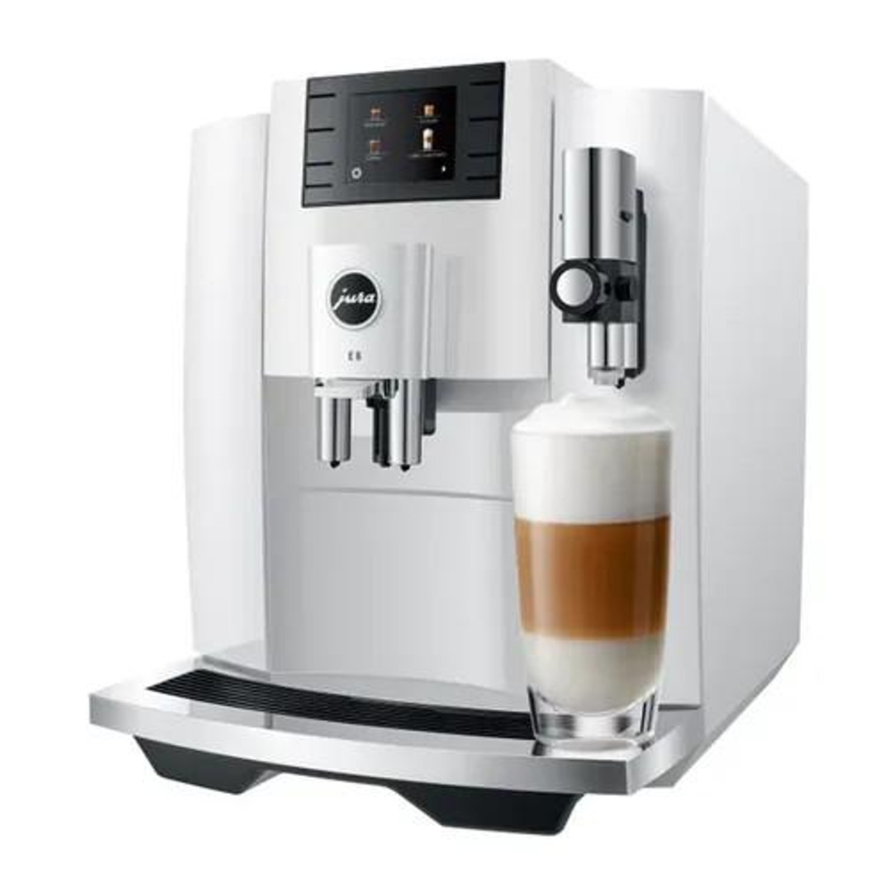 JURA Jura E8 Automatic Espresso Machine with Milk Container, Glacette, and Milk Pipe, Piano White 9.60 kg/21.16 lbs 