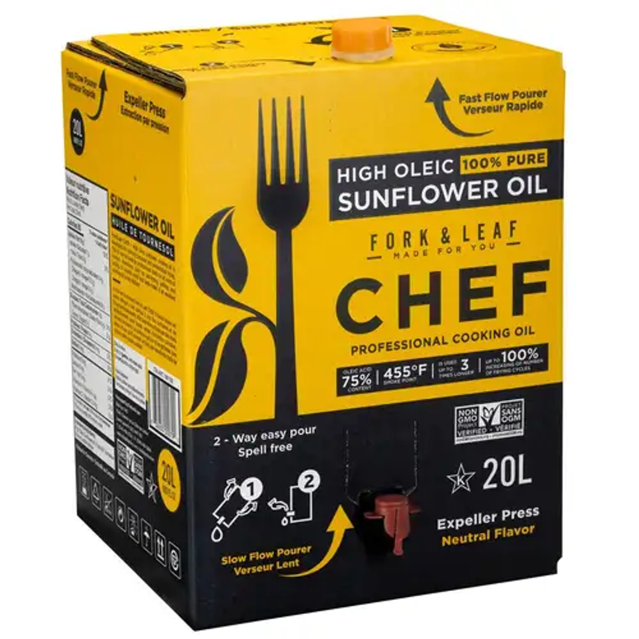 Fork & Leaf High Oleic 100% Pure Sunflower Oil 20L/42.26Lbs