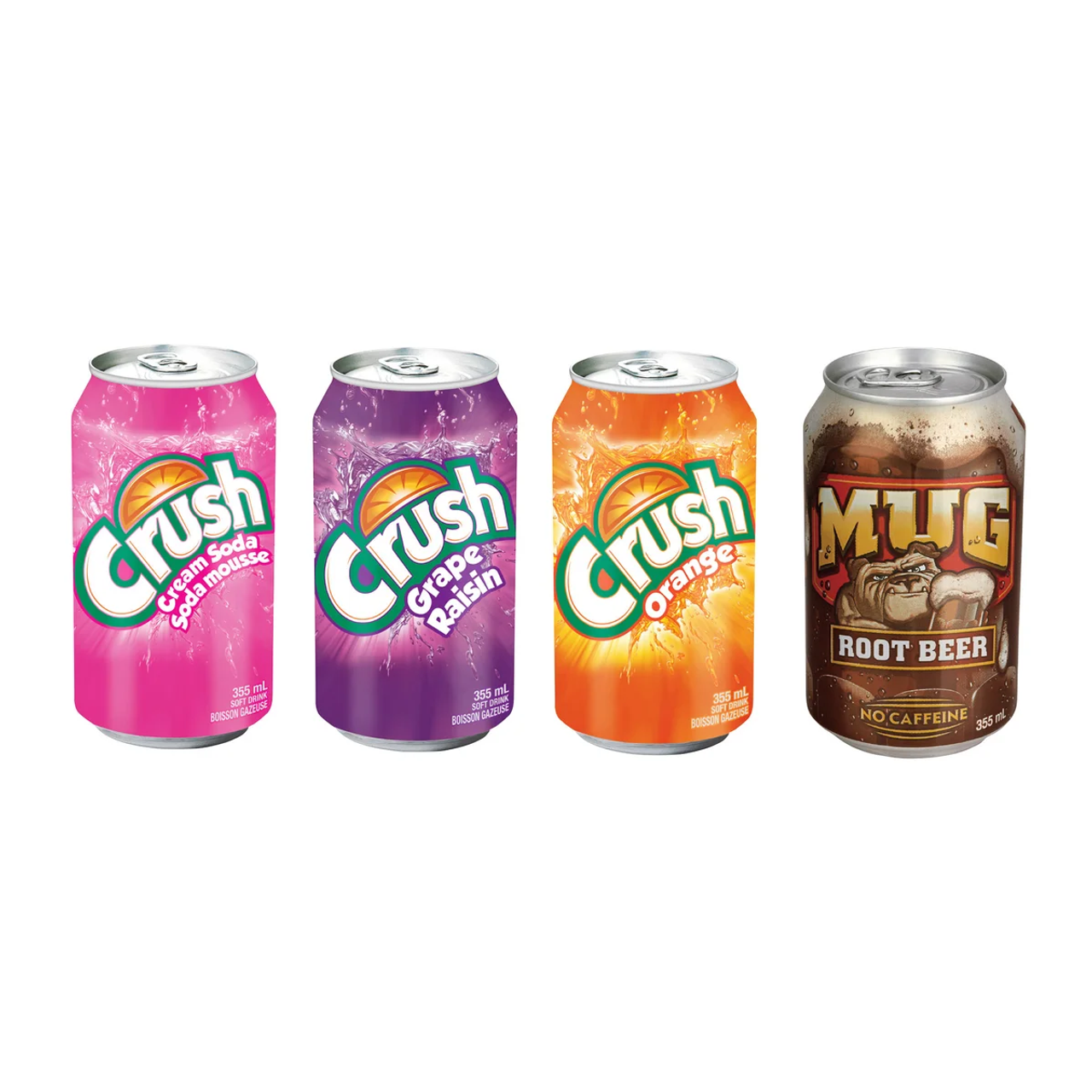 Crush Soda Assorted Rainbow Pack Can 355ML/Unit (32 unit/Case) - chicken pieces