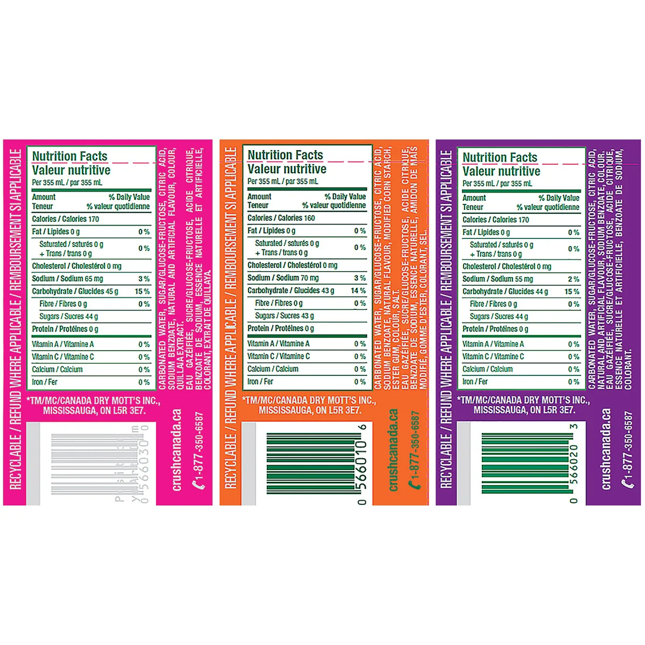 Crush Soda Assorted Rainbow Pack Can 355ML/Unit (32 unit/Case) - chicken pieces