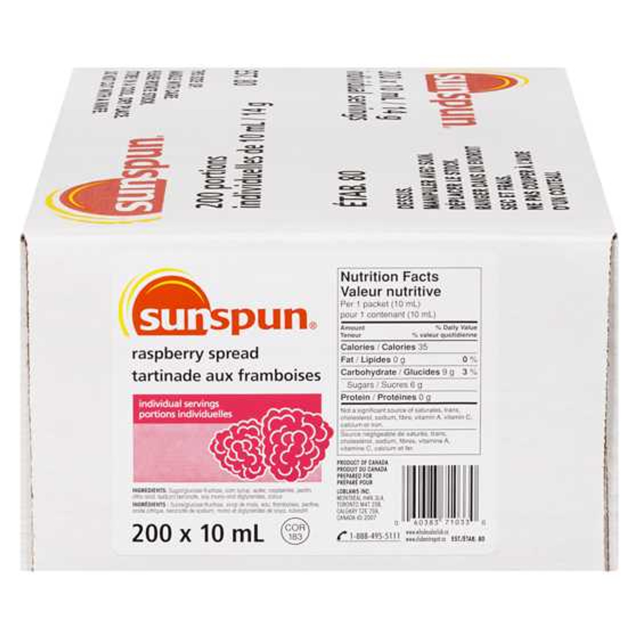 SUNSPUN Raspberry Spread Portion Packs 200x10.0 ml SUNSPUN Chicken Pieces