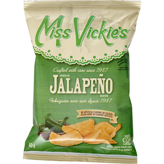 MISS VICKIES Kettle Cooked Potato Chips, Jalapeno, Vending Chips 40x40.0 g