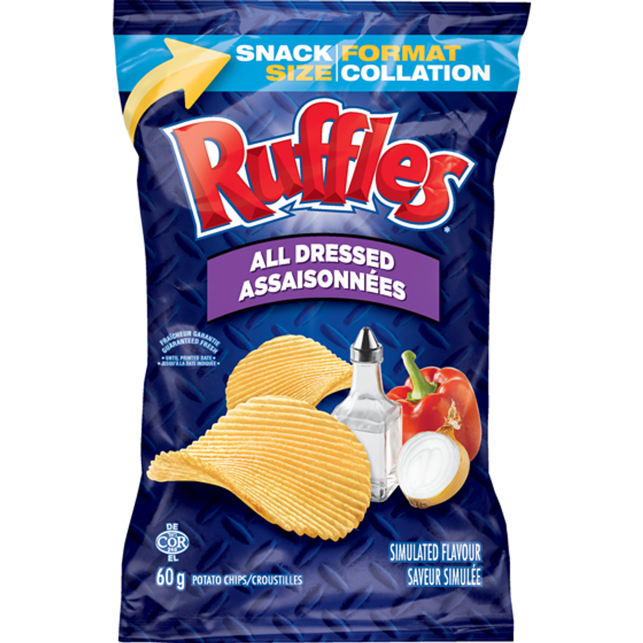 RUFFLES Potato Chips, All Dressed, Vending Chips 36x60.0 g