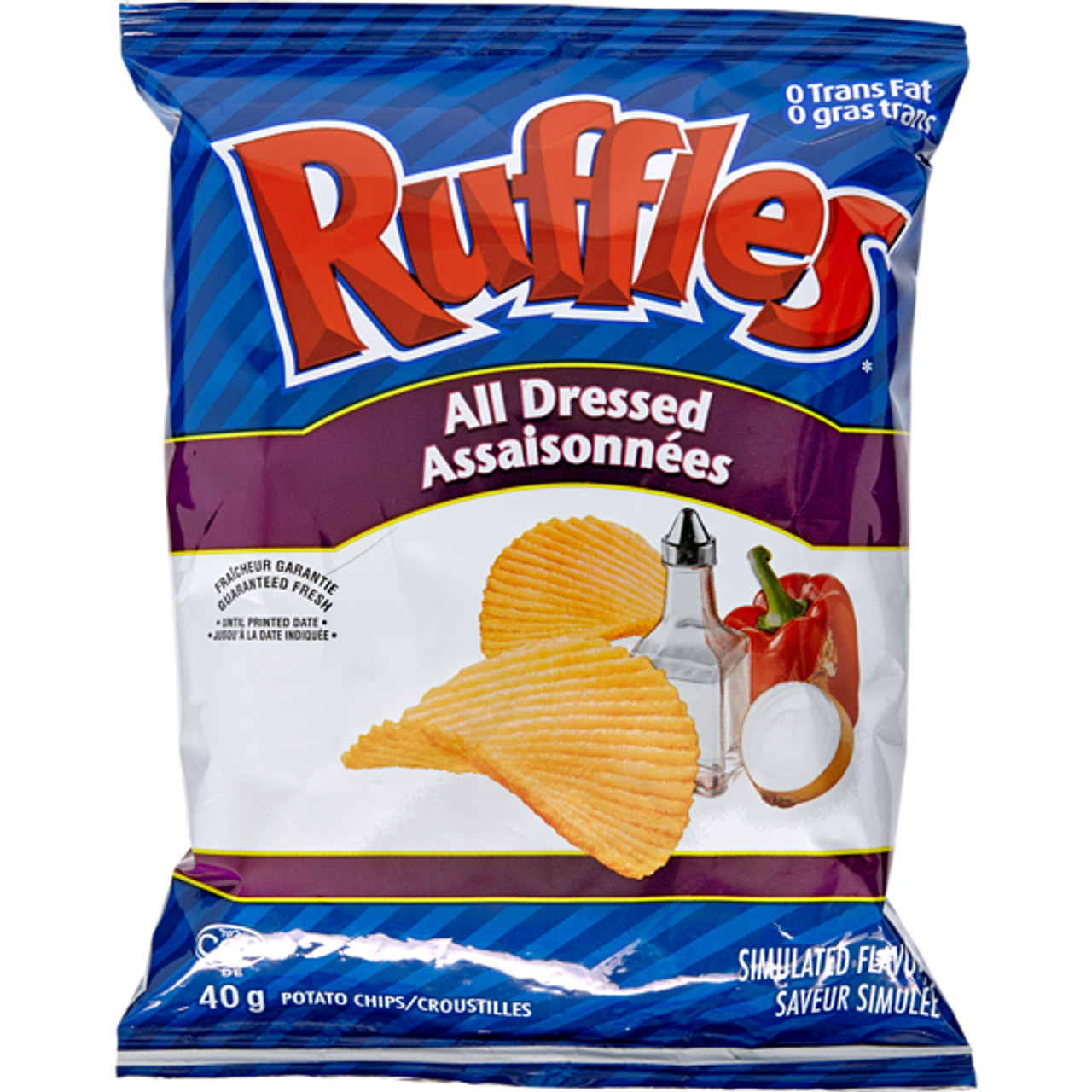 RUFFLES Potato Chips, All Dressed, Vending Chips 48x40.0 g