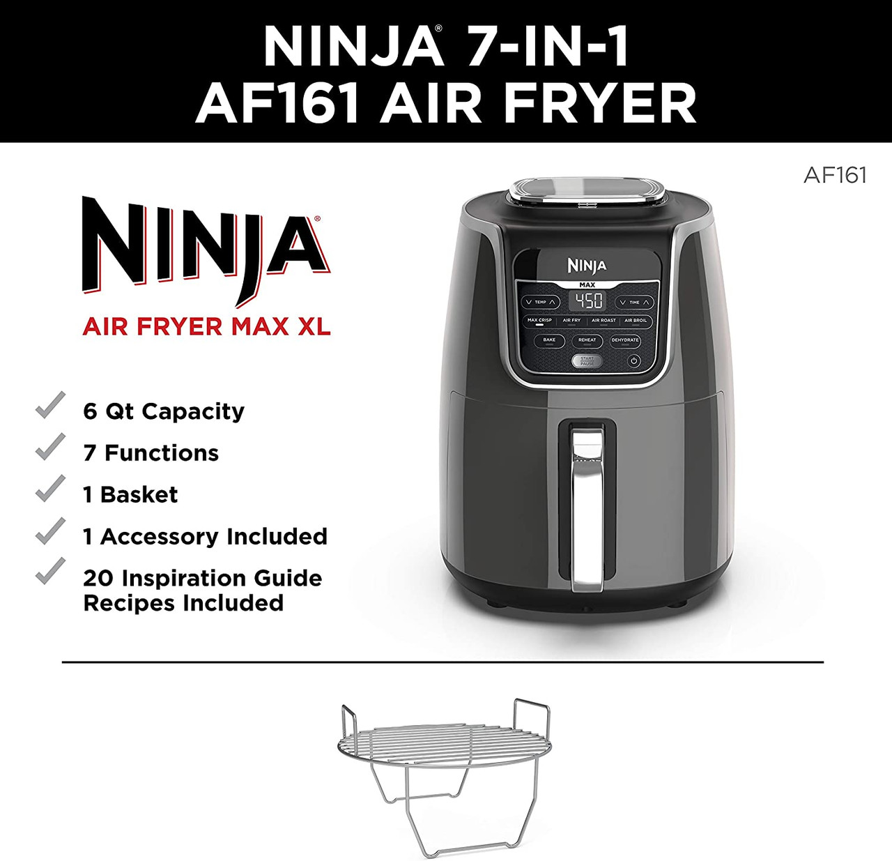 Ninja Air Fryer Max XL 5.5-Quart Black Air Fryer at