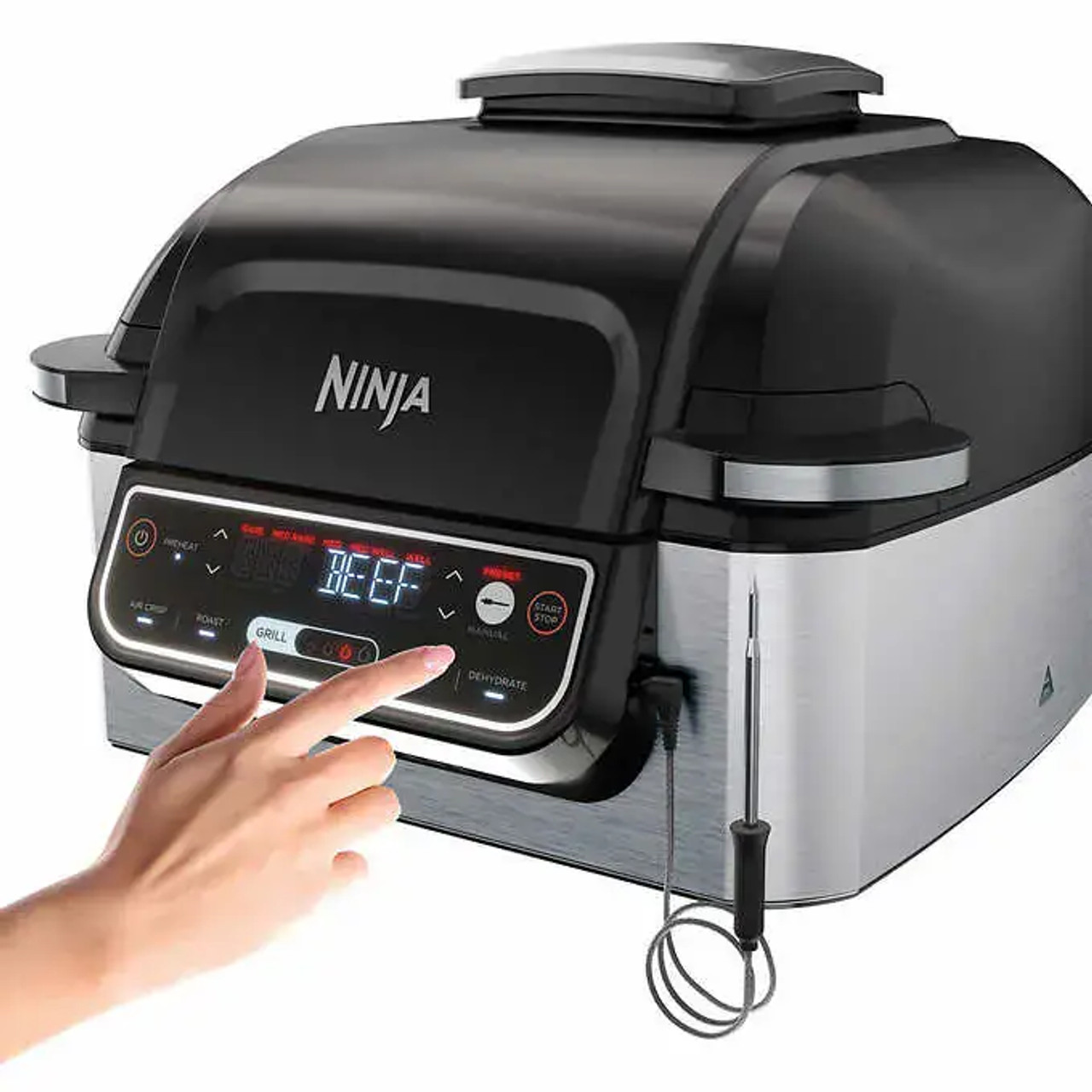 Ninja Foodi 5-in-1 Indoor Grill with Integrated Smart Probe, 39 L 4 qt Air Fryer