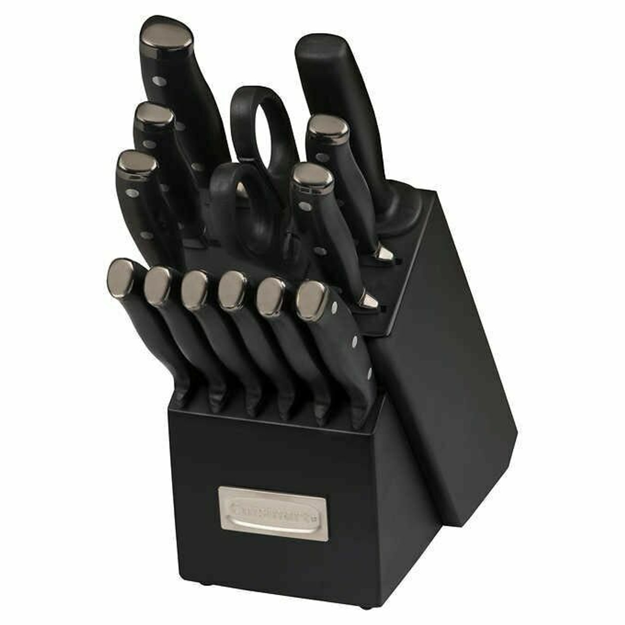 Cuisinart 14-Piece Forged Triple Rivet Cutlery Knife Block Set-Black~Complete