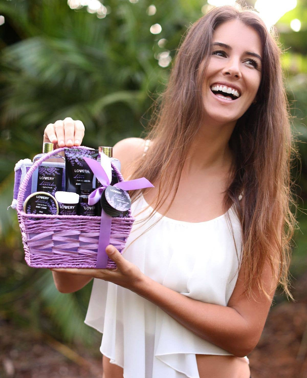 Home Spa Gift Basket - Lavender and Jasmine - 9pc Bath Set