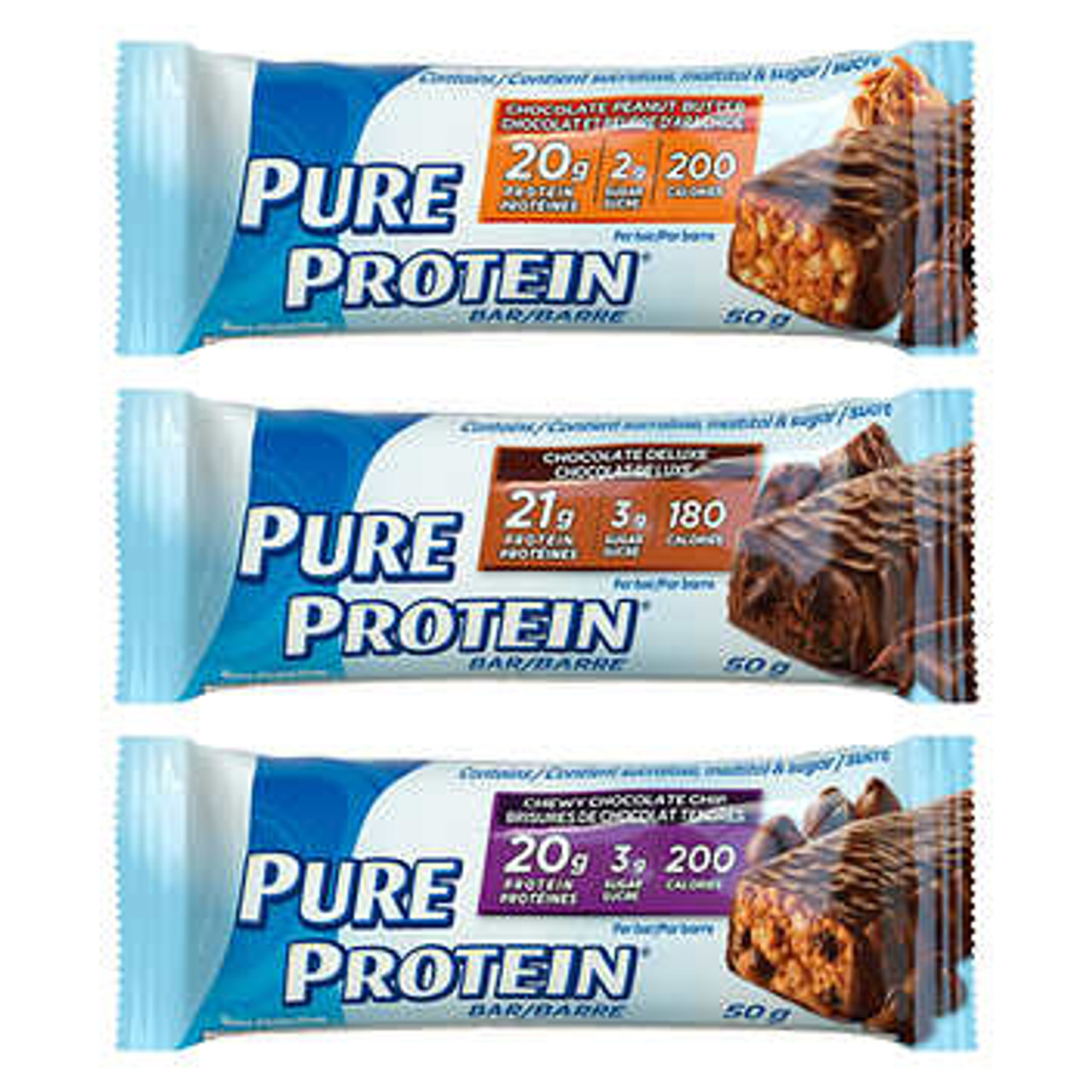 Pure Protein Bar Variety Pack - 18 Bars, 50g (1.76 oz) Each - Assorted Flavors- Chicken Pieces