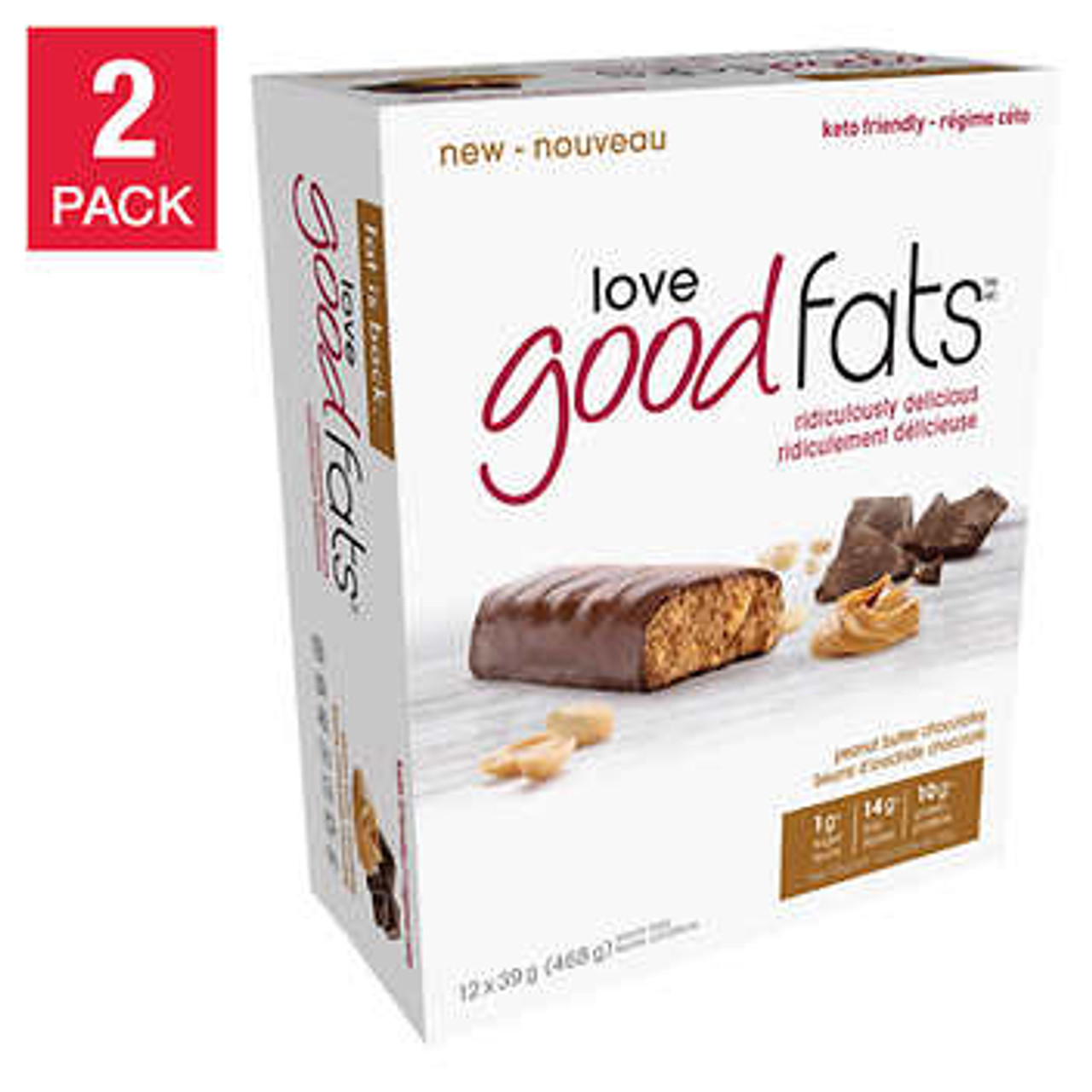 Love Good Fats Peanut Butter Chocolatey Snack Bars - 2 Packs, 468g Total- Chicken Pieces